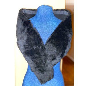 Large Unisex Black Natural Fur Collar Scarf for Winter Coat